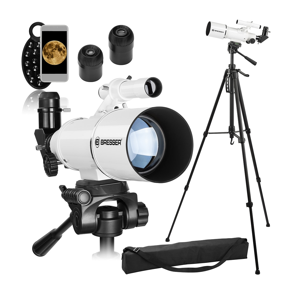 Telescopio Refractor Bresser 70/350 para observación astronómica y de la naturaleza Blanco-6