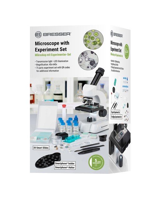 Microscopio Bresser Junior 40-640x con Juego de Accessorios inteligentes - Blanco / Negro Blanco / Negro-4