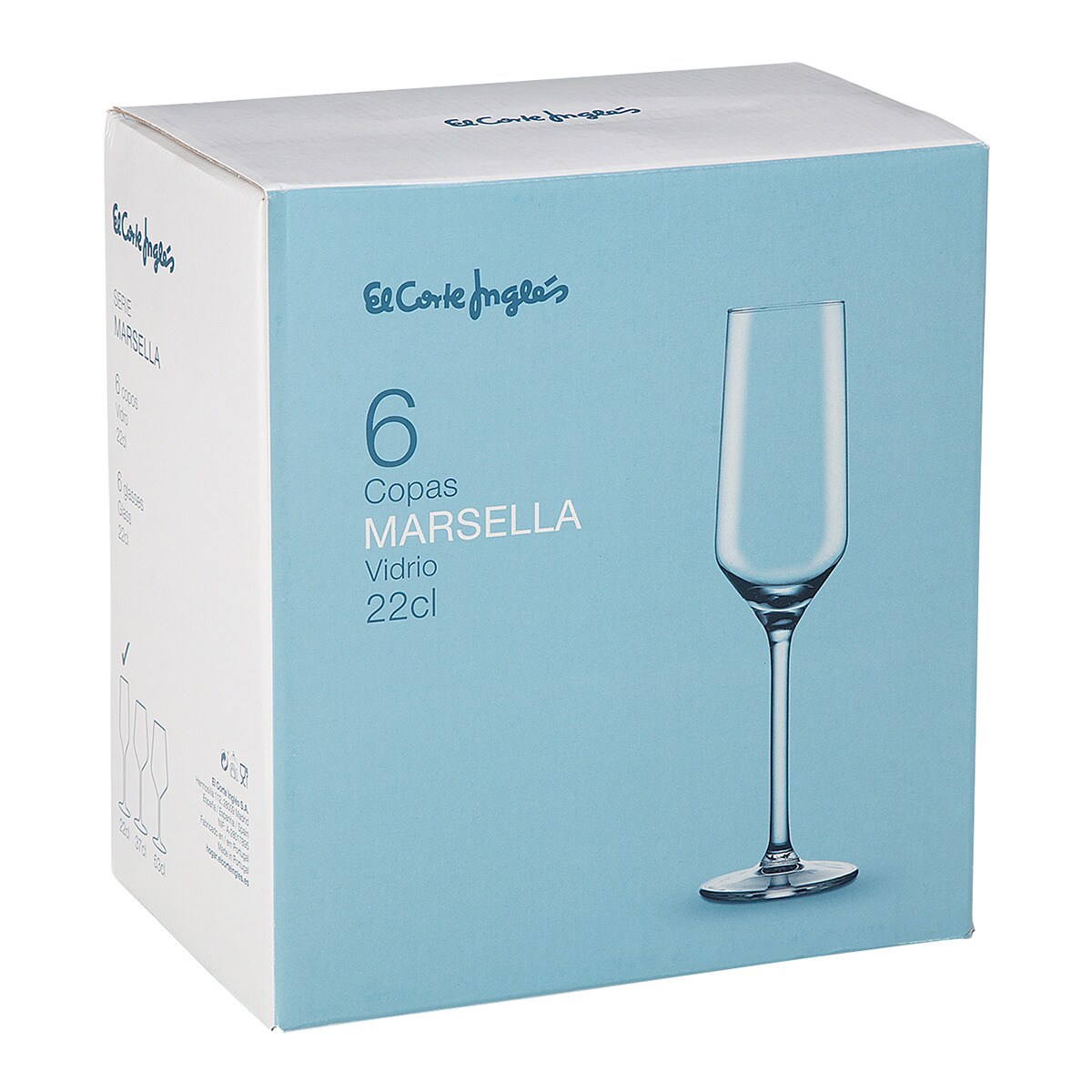 Conjunto de 6 copos de champanhe Marselha El Corte Inglés Transparente-3