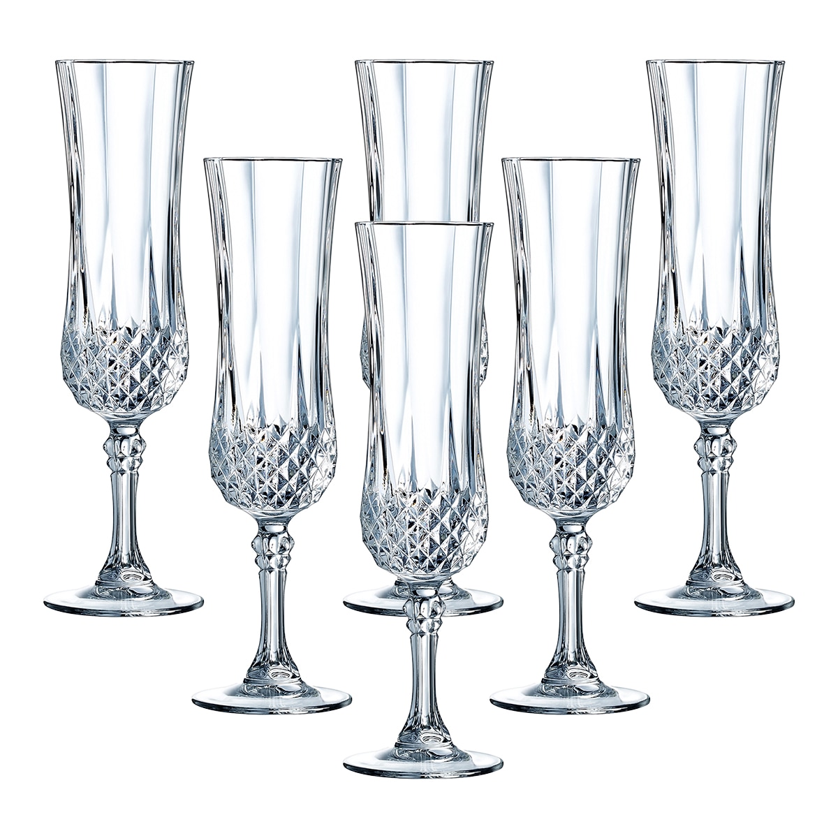 Cristal d'Arques - Juego de 6 copas de champán Longchamp Cristal d'Arques.