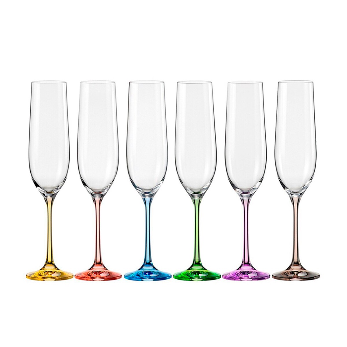 Imagem 0 de Conjunto de 6 Copos de Champanhe de Cristal Rainbow
