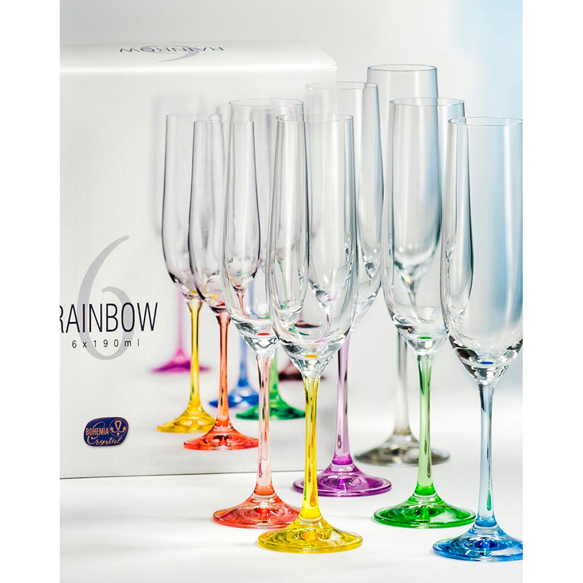 Conjunto de 6 Copos de Champanhe de Cristal Rainbow Multicolor-8