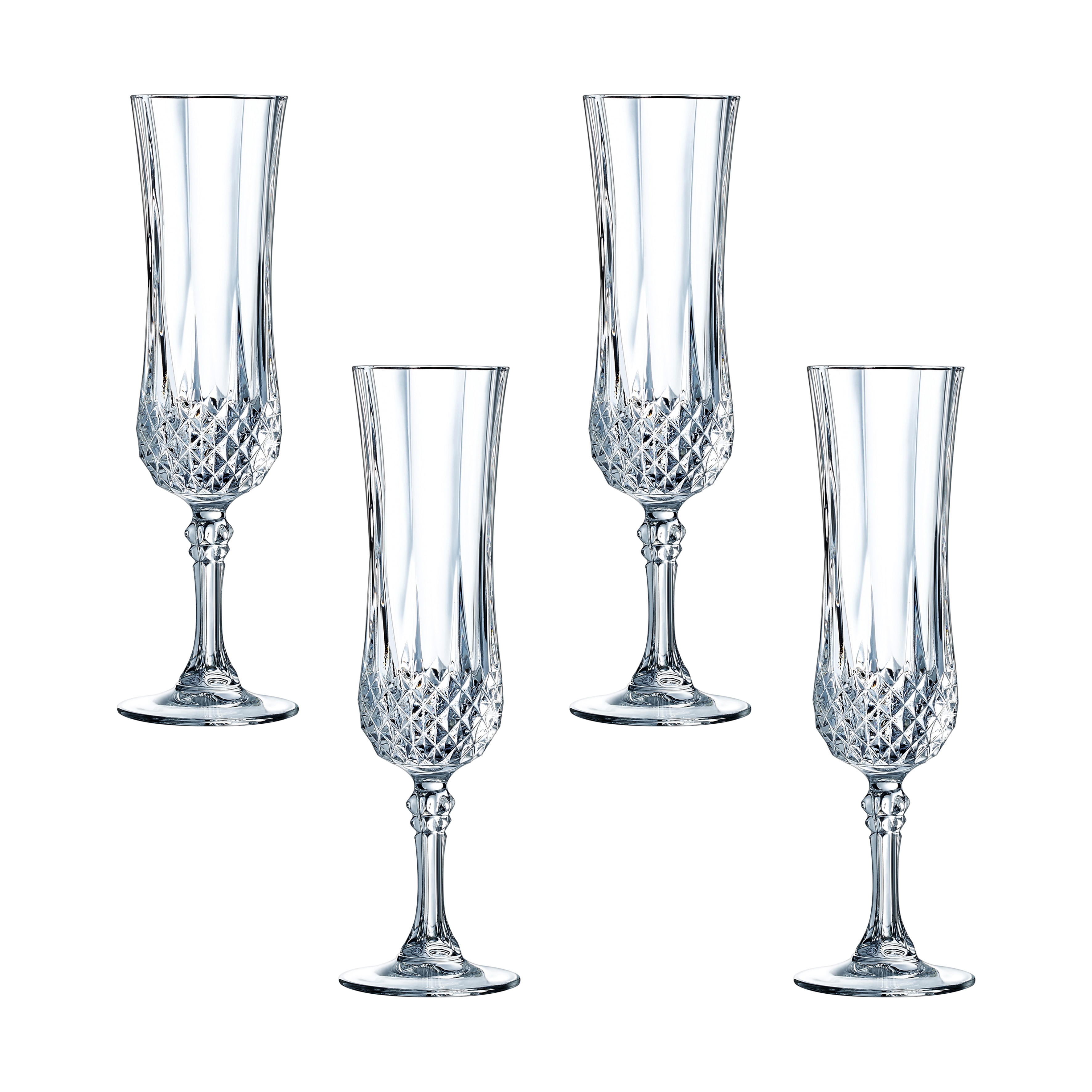 Imagem 0 de Conjunto de 4 Copos de Champanhe de Cristal Longchamp