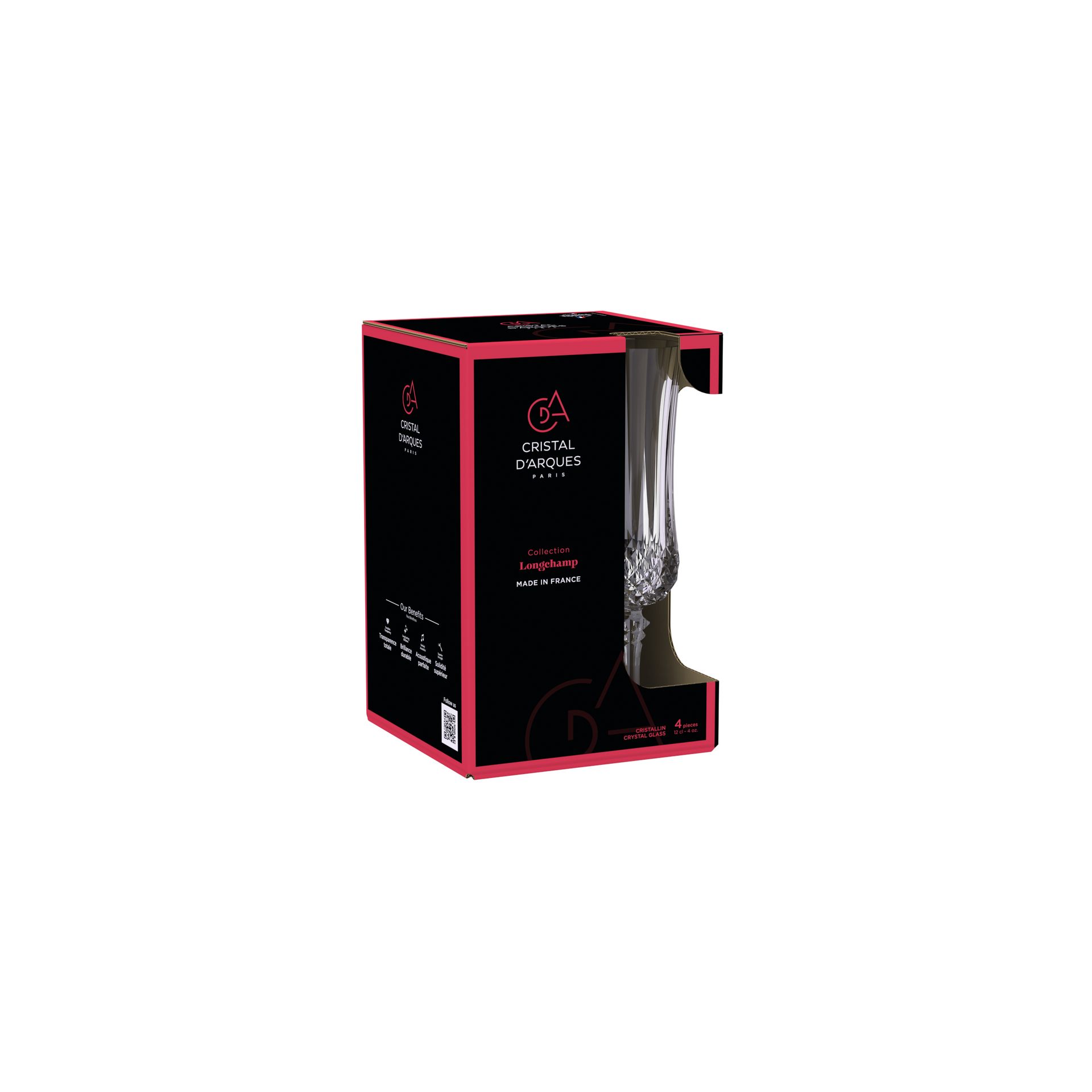 Conjunto de 4 Copos de Vinho de Cristal Longchamp Transparente-2