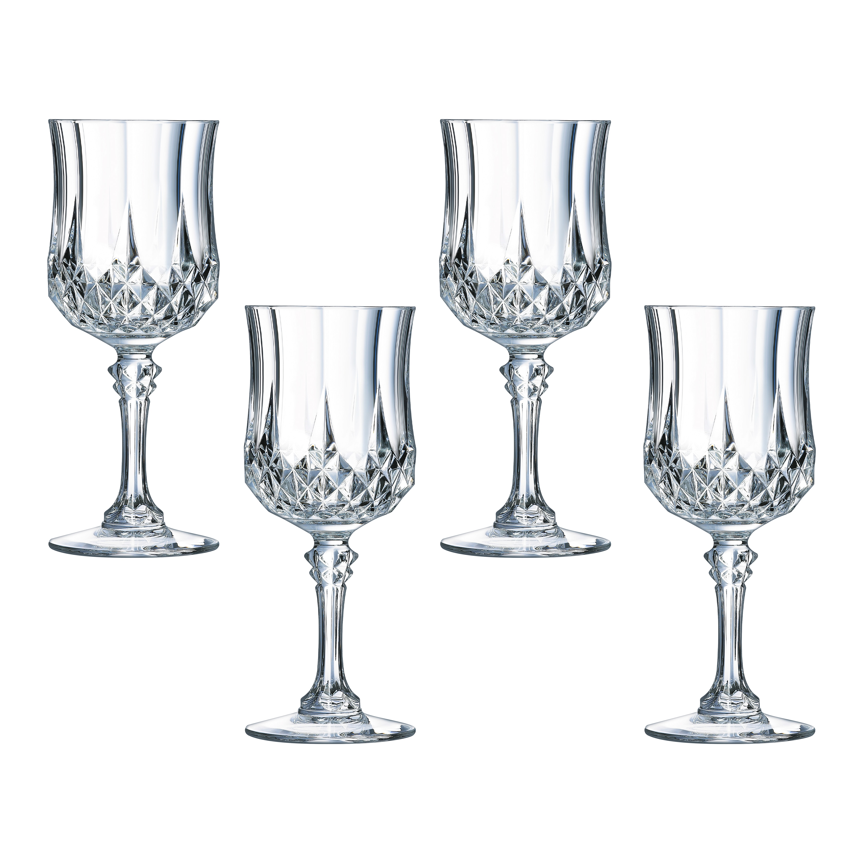 Imagem 0 de Conjunto de 4 Copos de Vinho de Cristal Longchamp