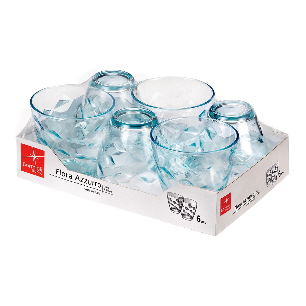 Juego de 6 vasos Flora Bormioli Rocco Azul-3
