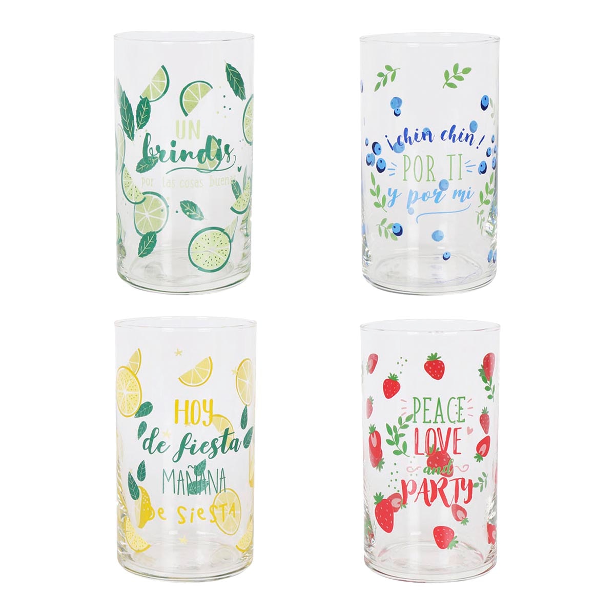 Imagen 0 de Juego de 4 vasos de combinados Frases Basics El Corte Inglés