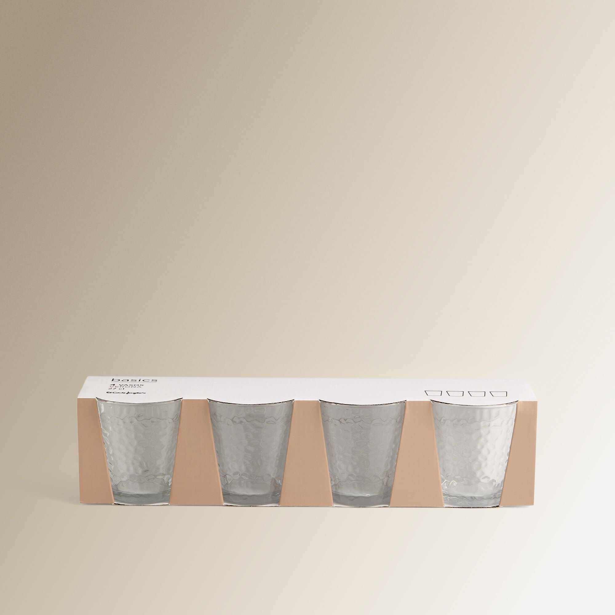 Juego de 4 vasos bajos de vidrio Stone Basics El Corte Inglés Transparente-3