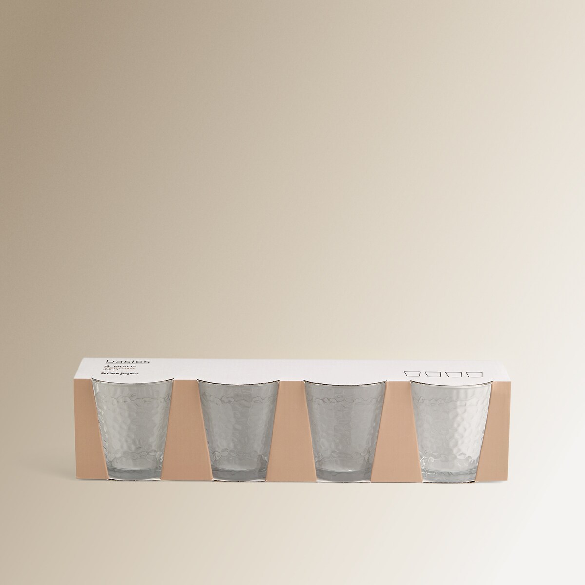 Juego de 4 vasos bajos de vidrio Stone Basics El Corte Inglés Transparente-3