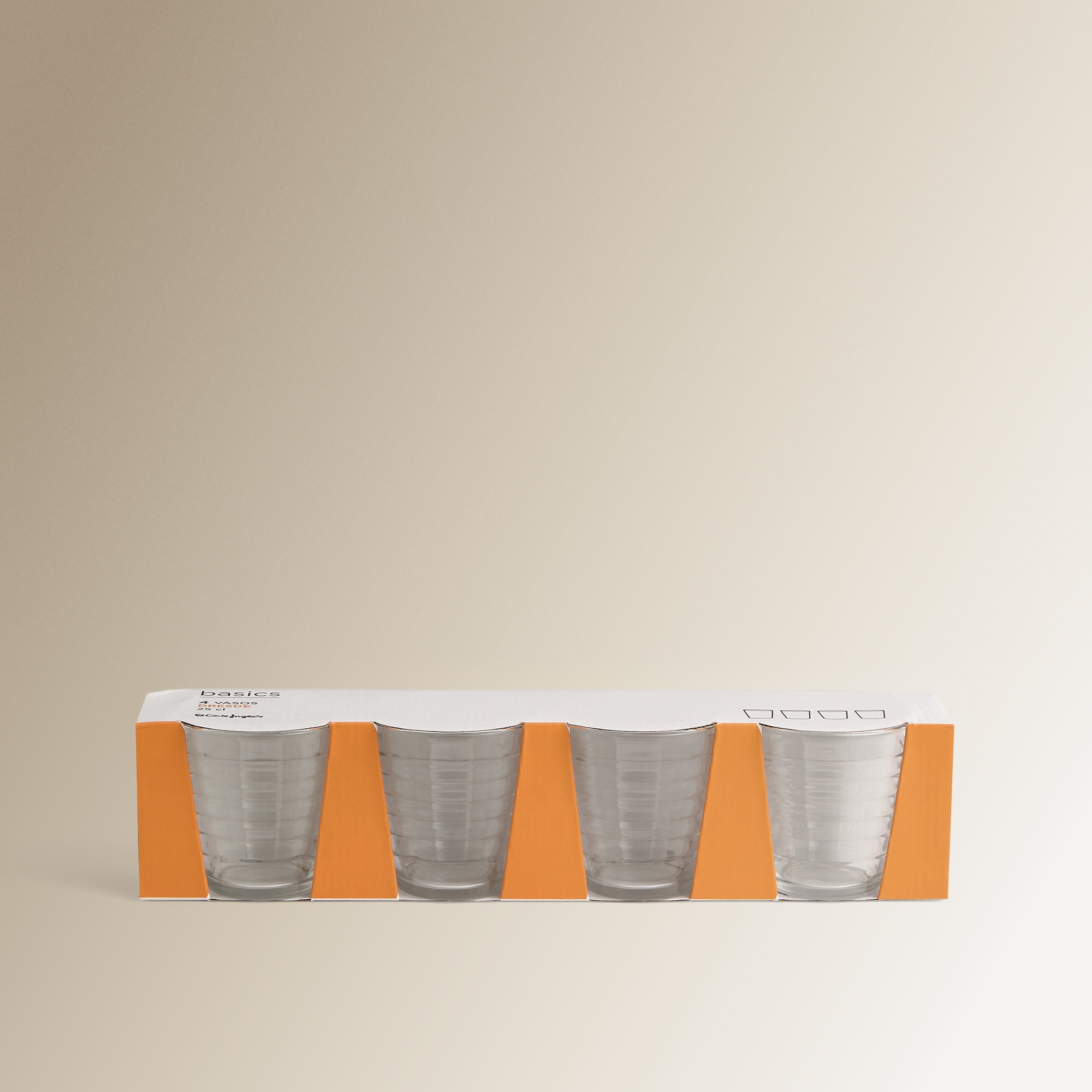 Conjunto de 4 copos baixos em vidro Bubble Basics El Corte Inglés Transparente-3