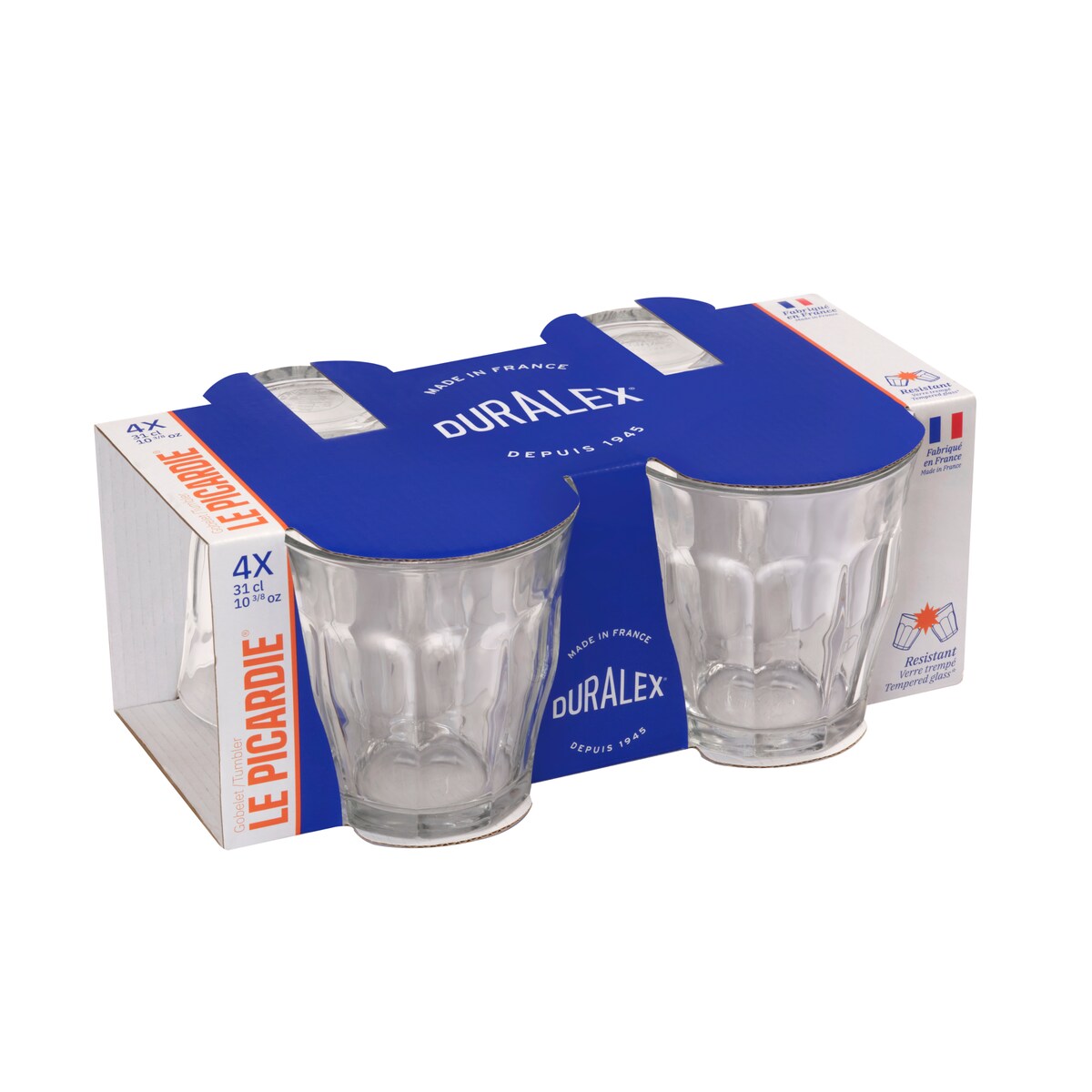 Juego de 4 vasos de agua bajos Picardie Duralex Transparente-1
