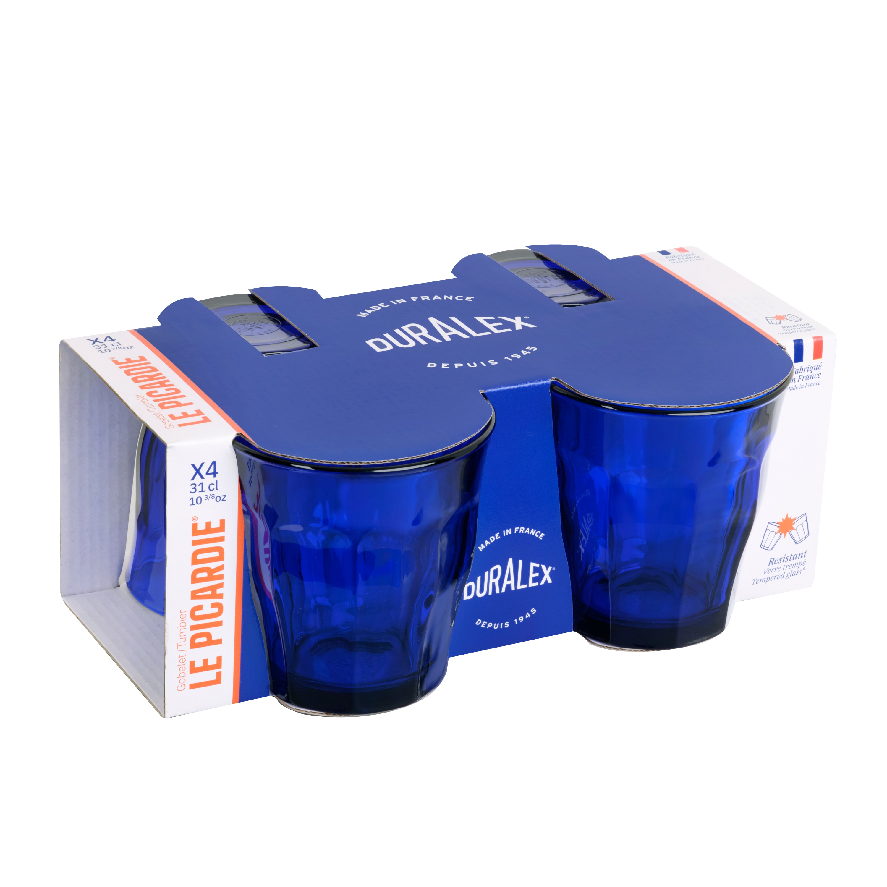 Juego de 4 vasos de agua bajos Picardie Duralex - Azul Cobalto 31 cl Azul Cobalto-1