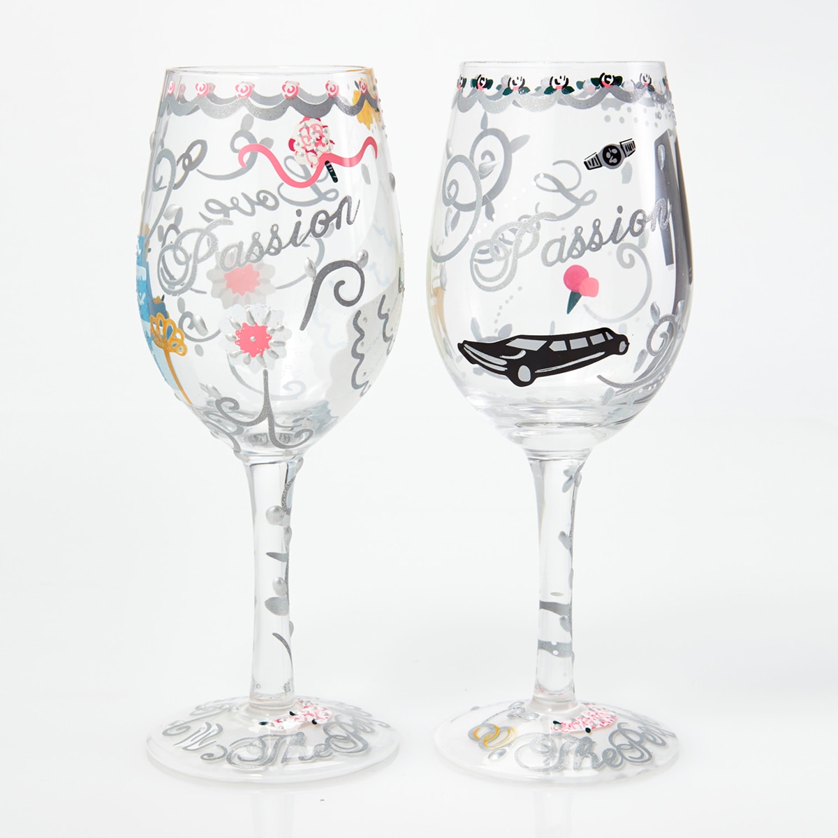 Jogo de 2 copos de vinho Noivos Bride&Groom Lolita Cinzento-claro-2