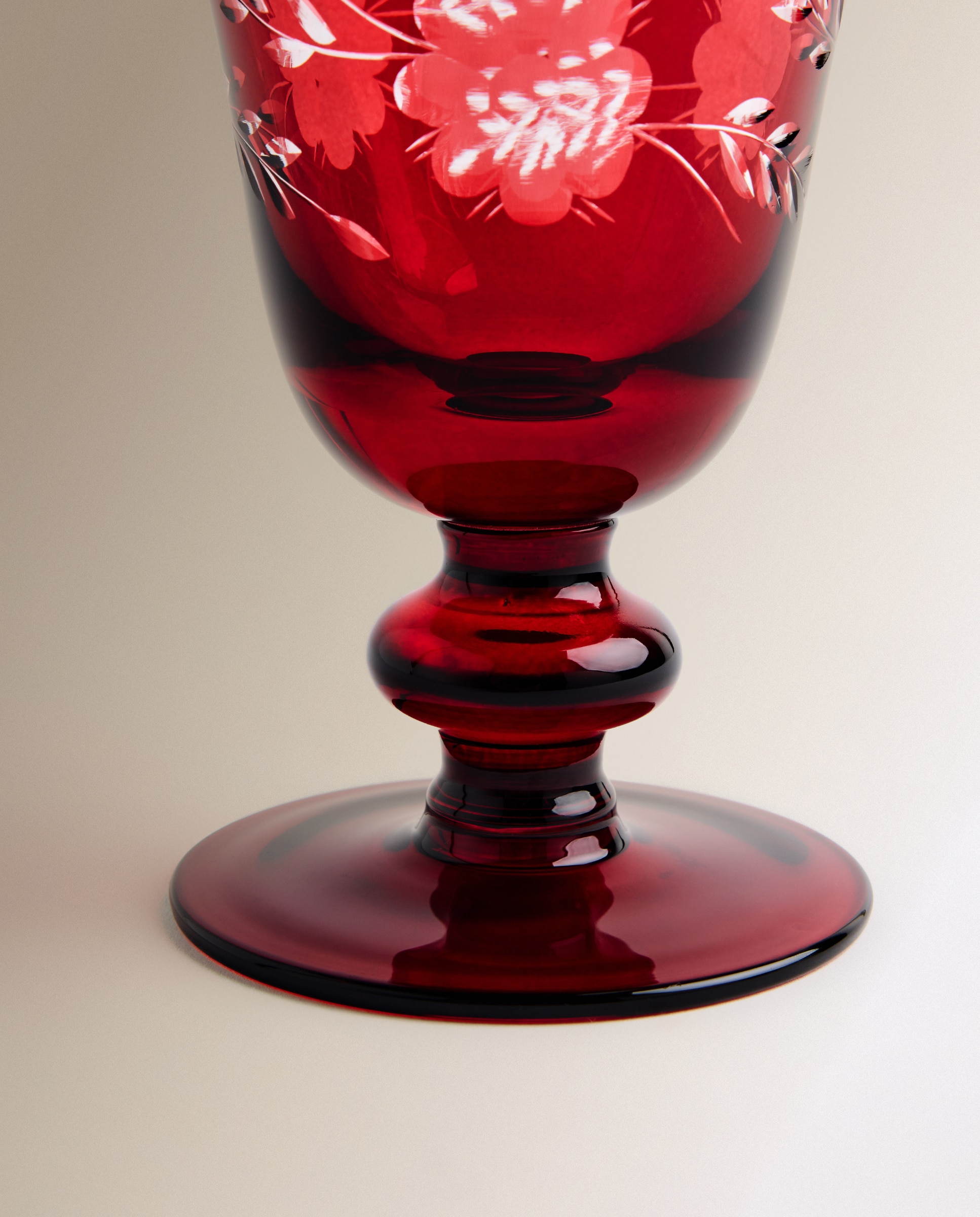 Copa de vino de cristal tallada a mano Fleury - Rojo Rojo-4