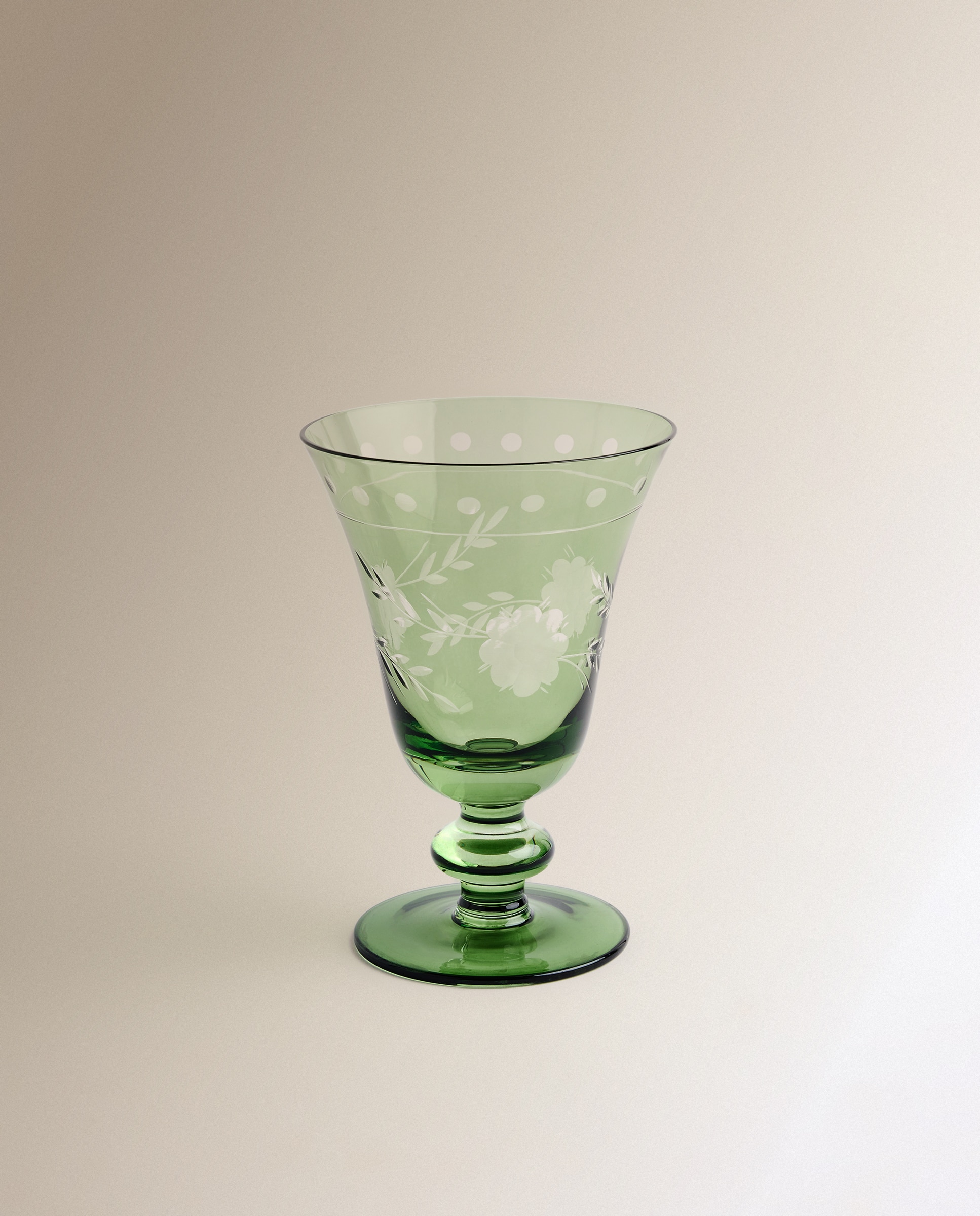 Copa de vino de cristal tallada a mano Fleury - Verde Verde-2