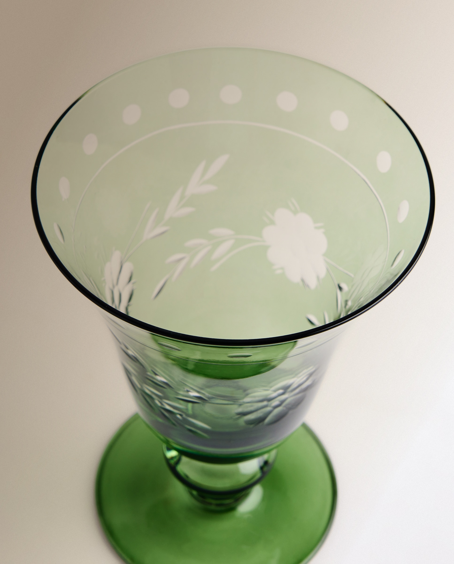 Copa de vino de cristal tallada a mano Fleury - Verde Verde-3