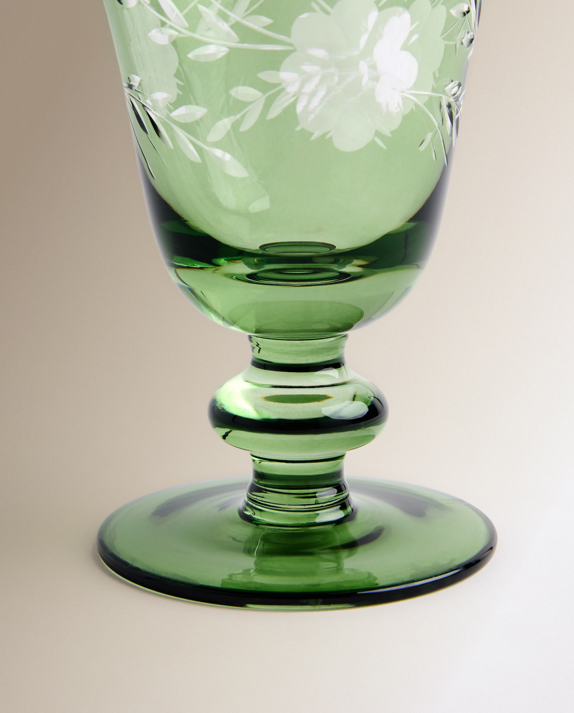 Copa de vino de cristal tallada a mano Fleury - Verde Verde-4