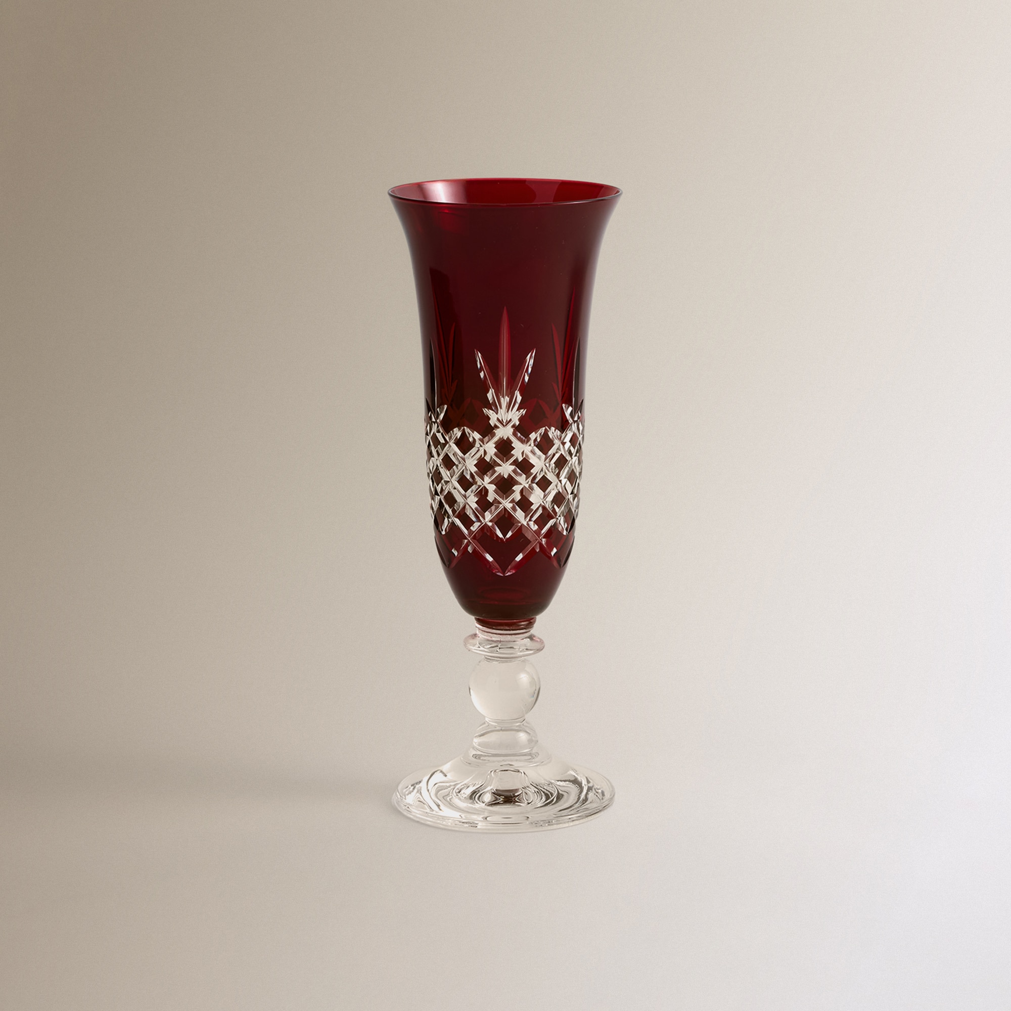Copo de Champanhe de Cristal Talhado Innsbruck Vermelho-2