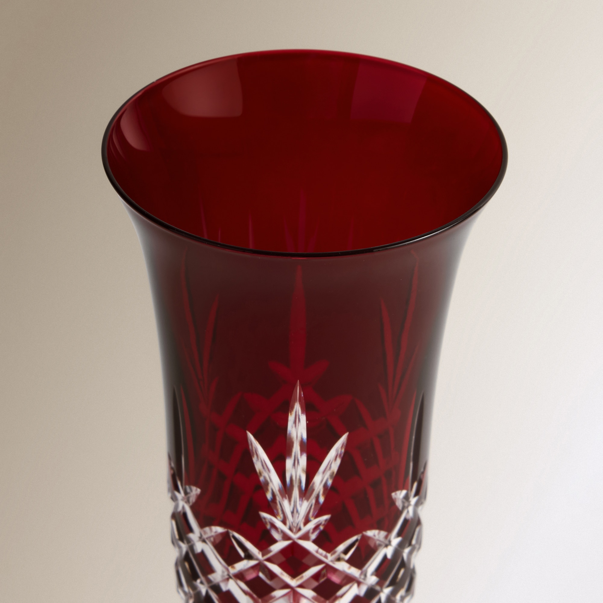 Copo de Champanhe de Cristal Talhado Innsbruck Vermelho-3