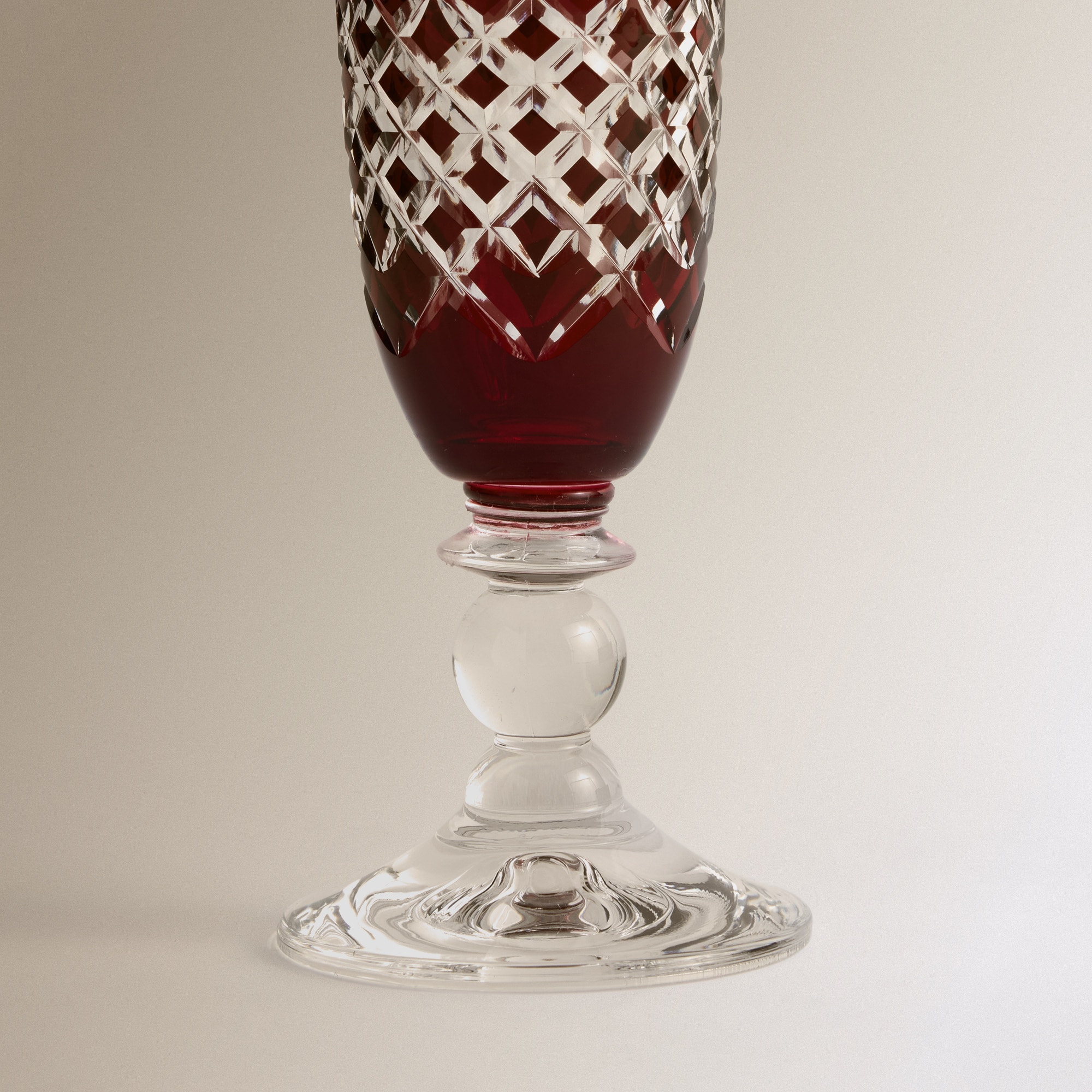 Copo de Champanhe de Cristal Talhado Innsbruck Vermelho-4