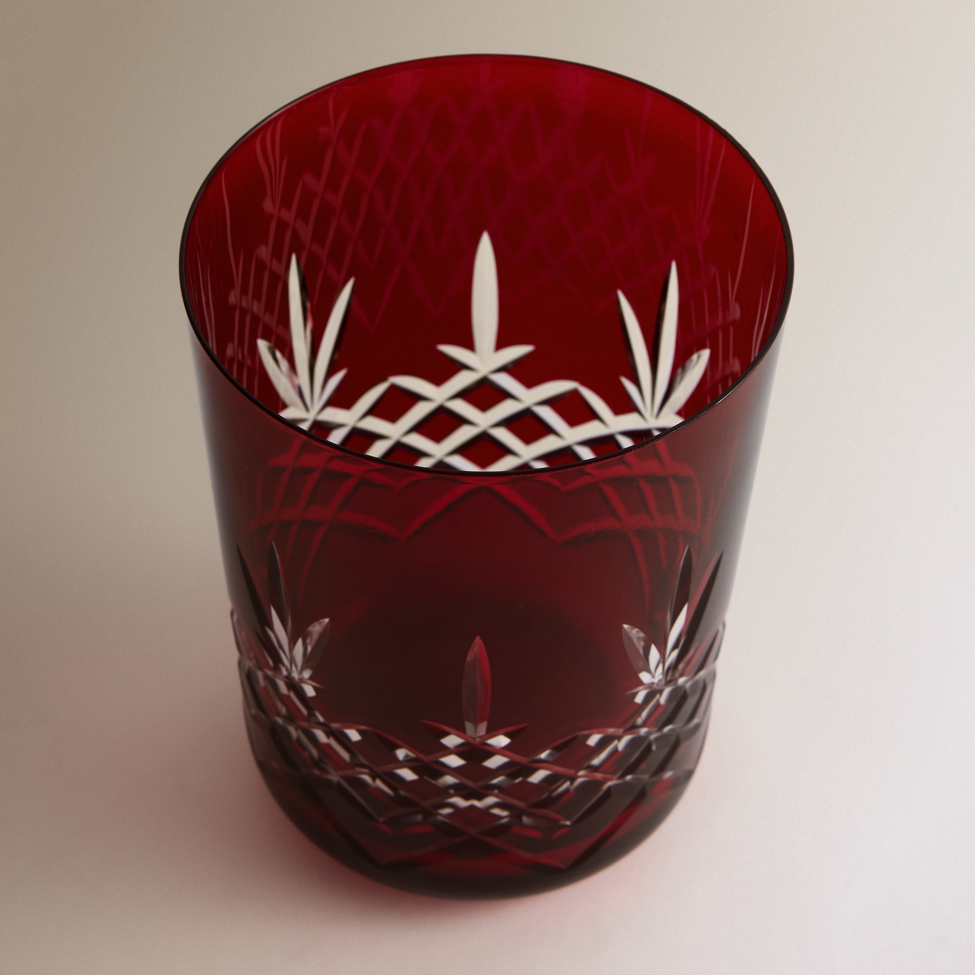 Copo de Água de Cristal Talhado Innsbruck Vermelho-3