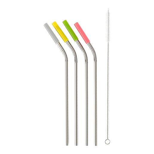 Juego de 4 pajitas de acero inoxidable con cepillo Pop El Corte Inglés