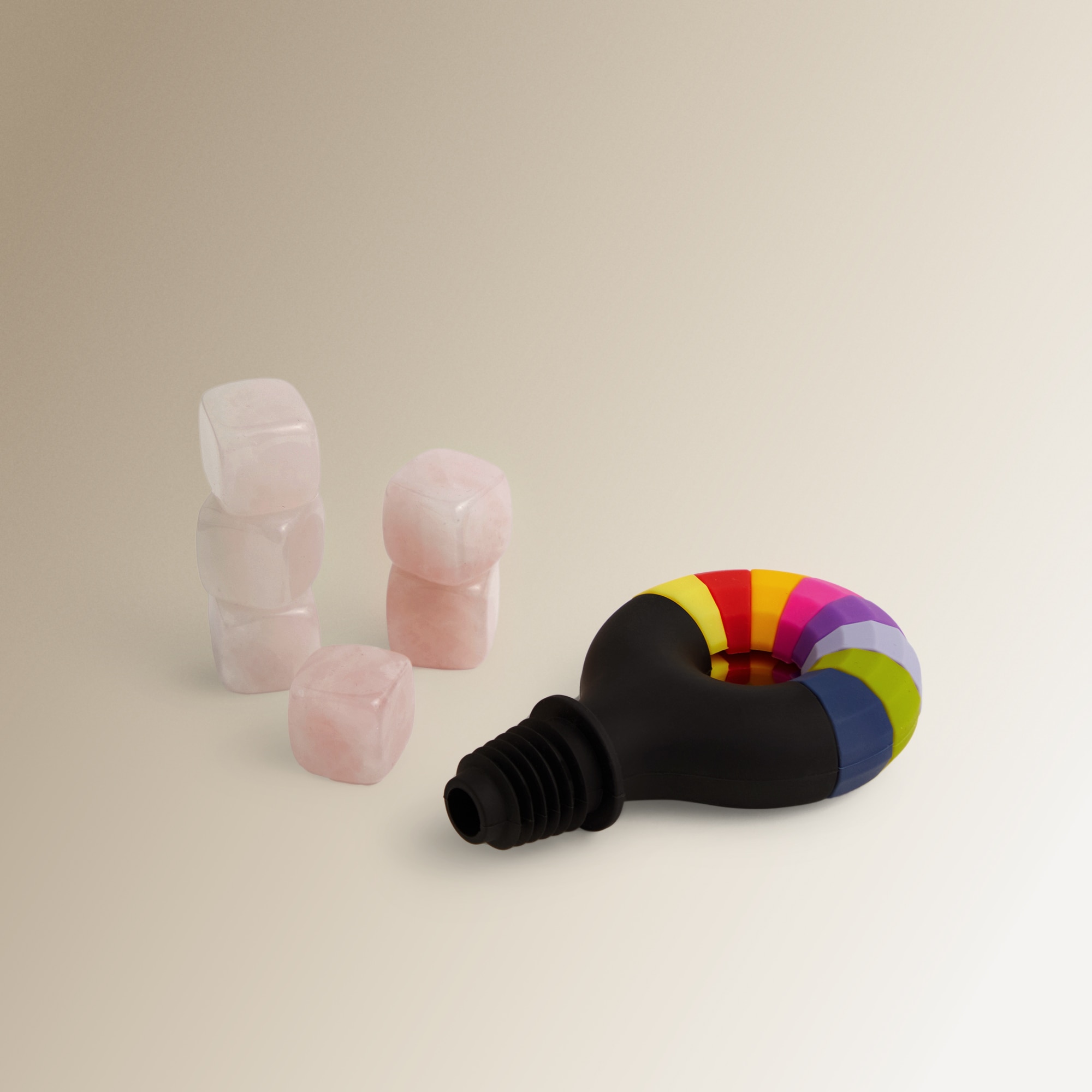 Conjunto de 6 Pedras de Gelo de Quartzo Pink Manhattan Rosa-4
