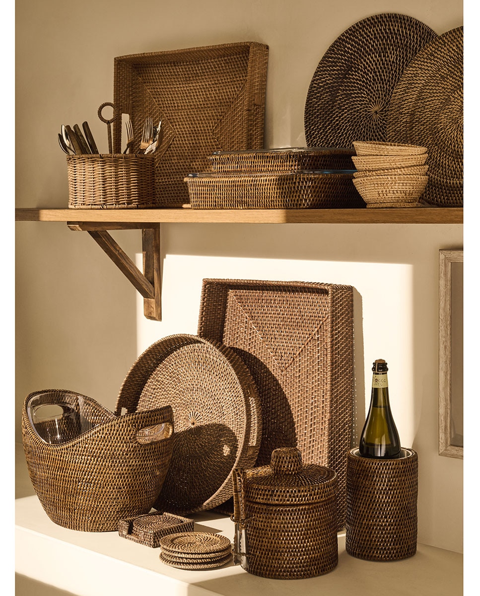 Balde de Champanhe Rattan Castanho-5