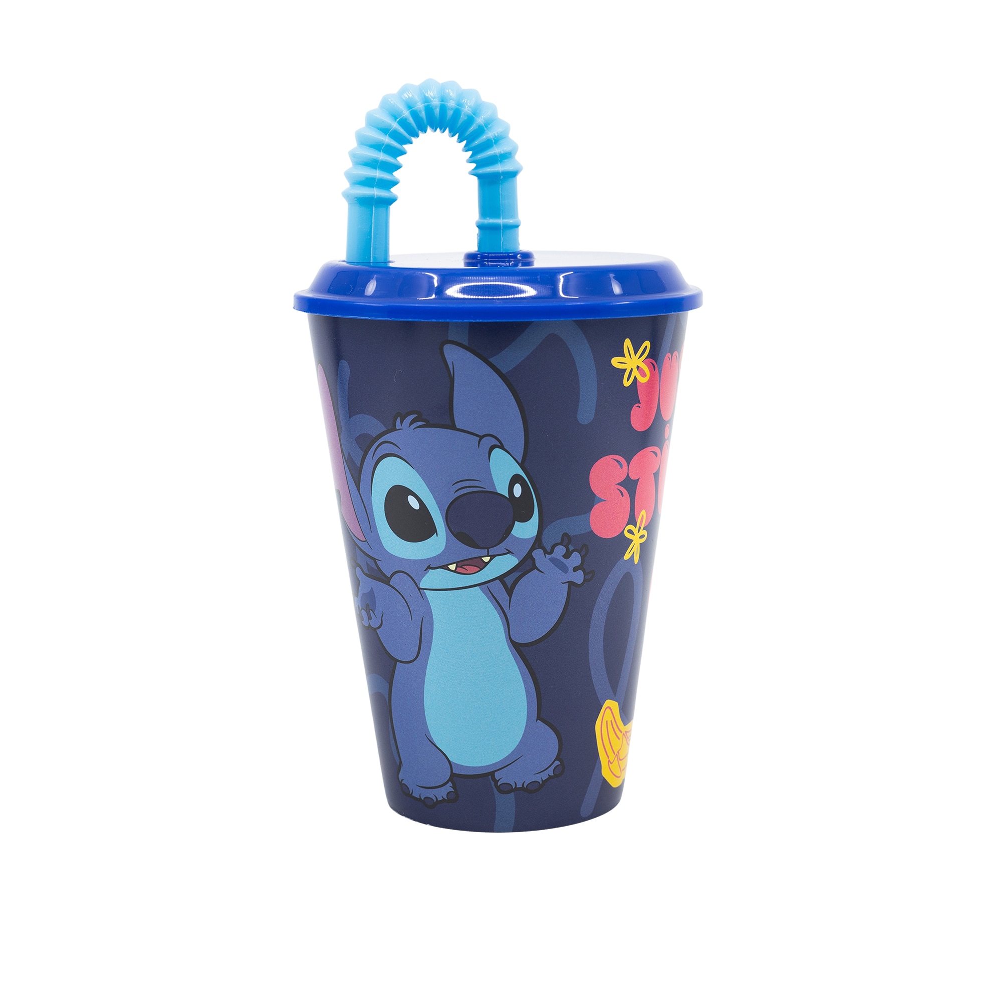 Vaso con caña 430 ml Stich Disney Azul-2
