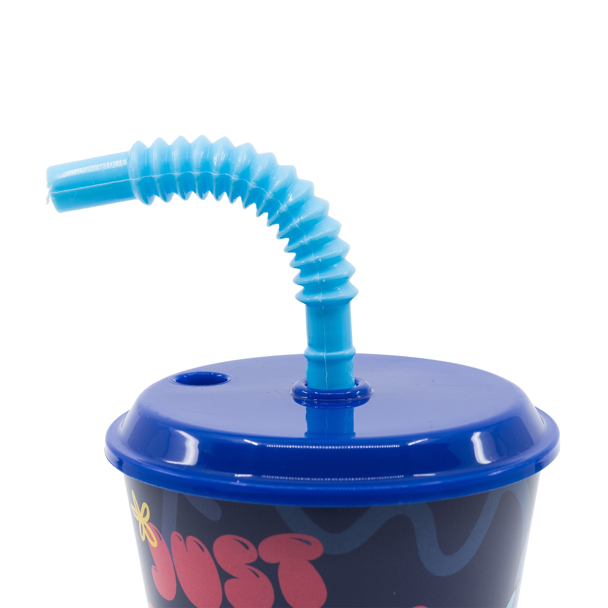 Vaso con caña 430 ml Stich Disney Azul-3