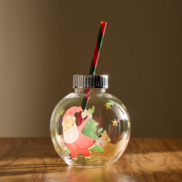 Imagen 0 de Vaso bola con pajita Papá Noel Navidad