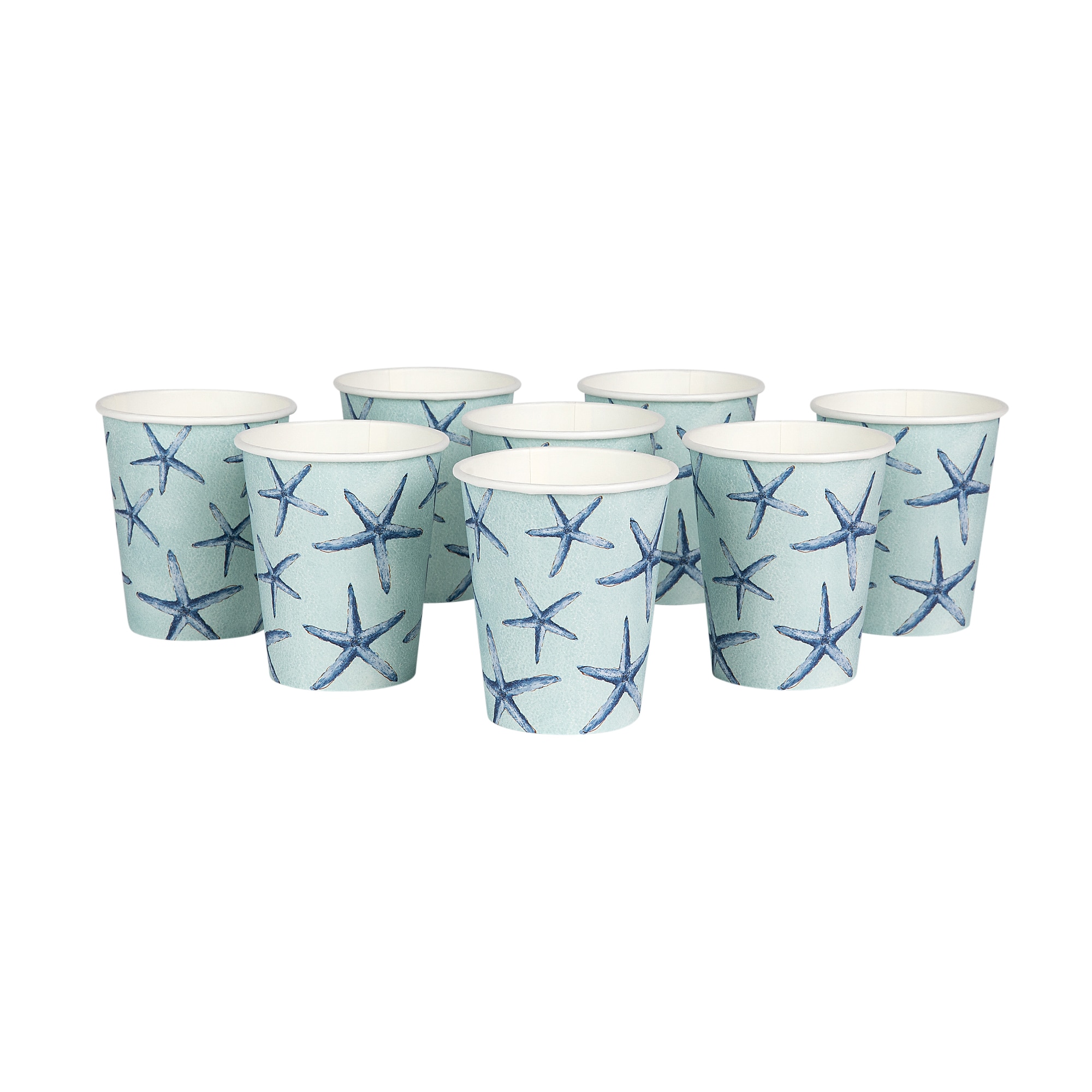 Conjunto de 8 copos descartáveis Estrelas Água-marinha-1