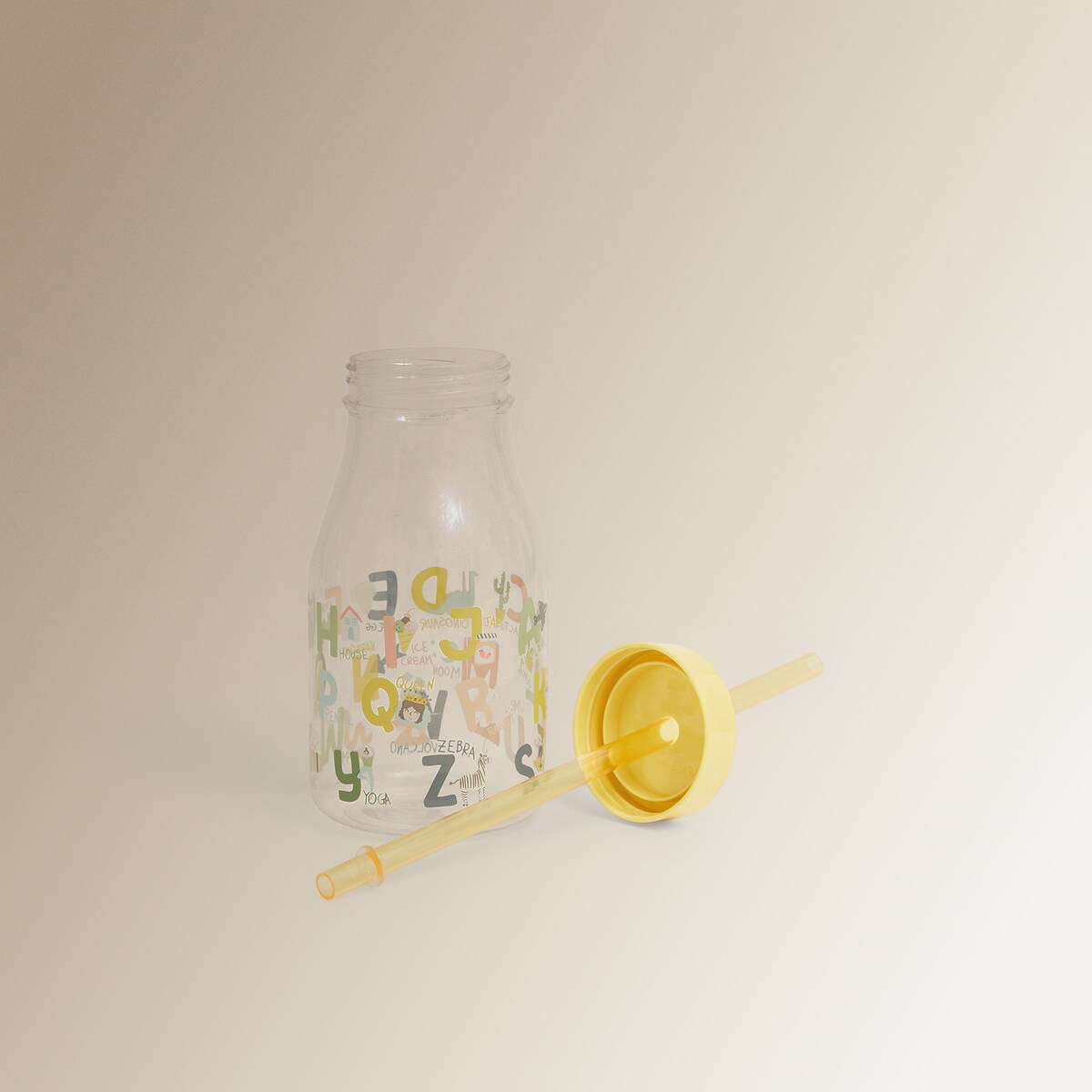 Garrafa com Palhinha Letras Mini Home Multicolor-3