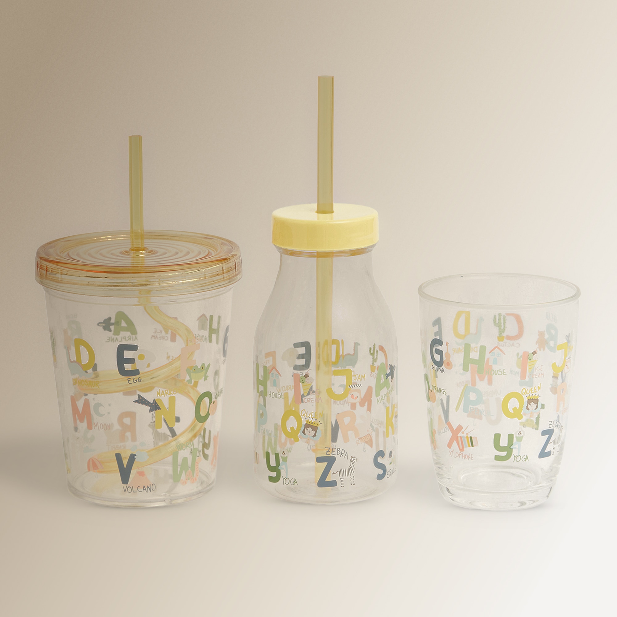 Copo com Palhinha Letras Mini Home Multicolor-4