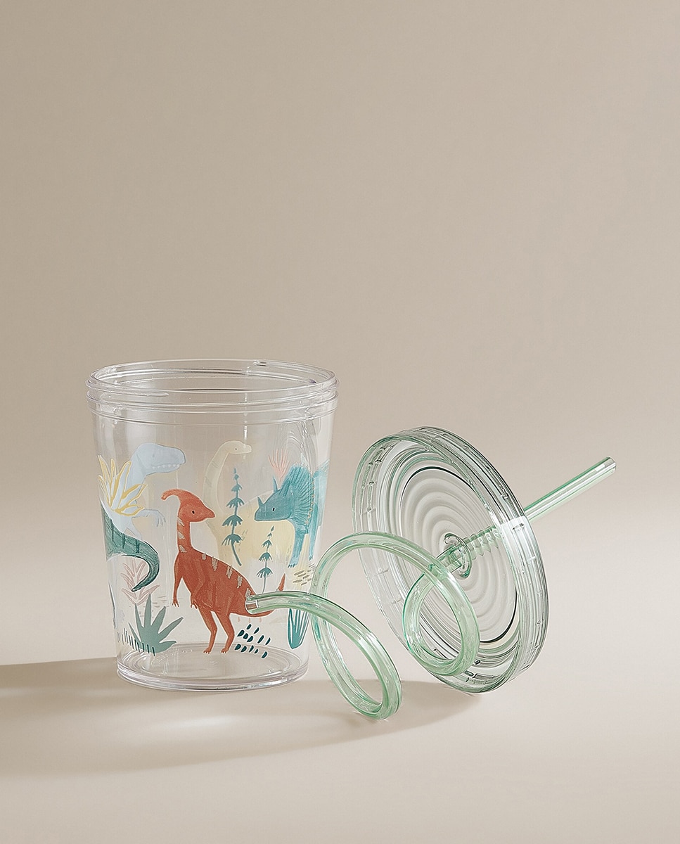 Copo Acrílico com Palhinha Infantil New Dinos Verde-5