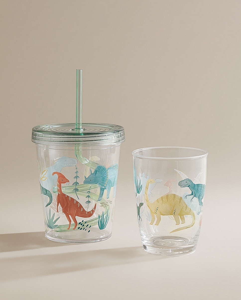 Copo Acrílico com Palhinha Infantil New Dinos Verde-6