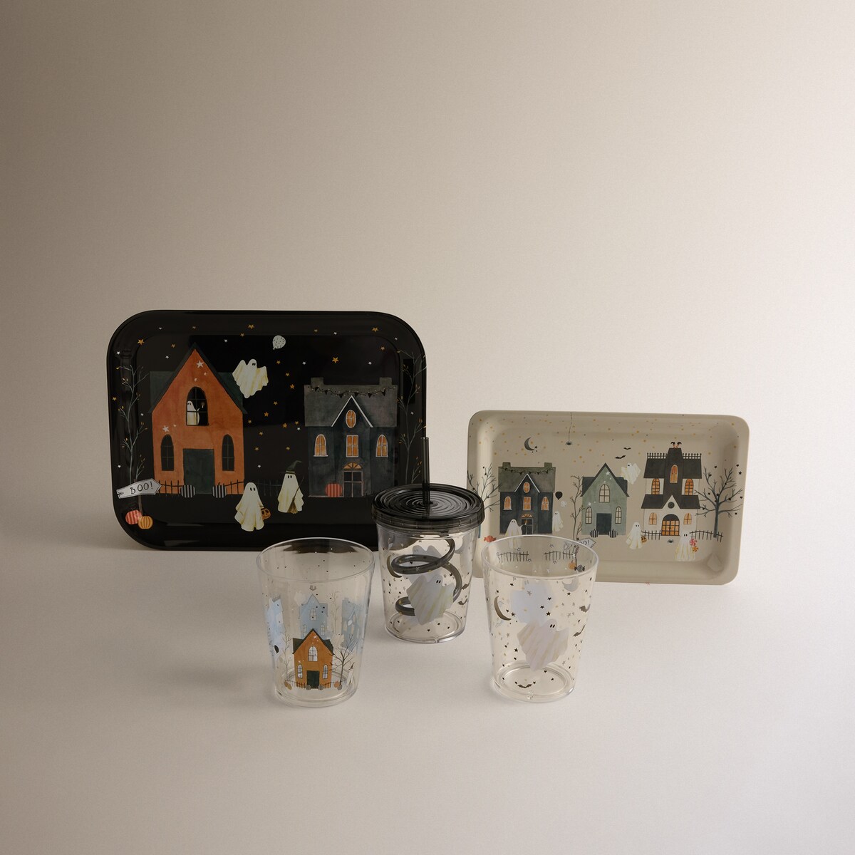 Copo de Água Acrílico Fantasmas Halloween Multicolor-4