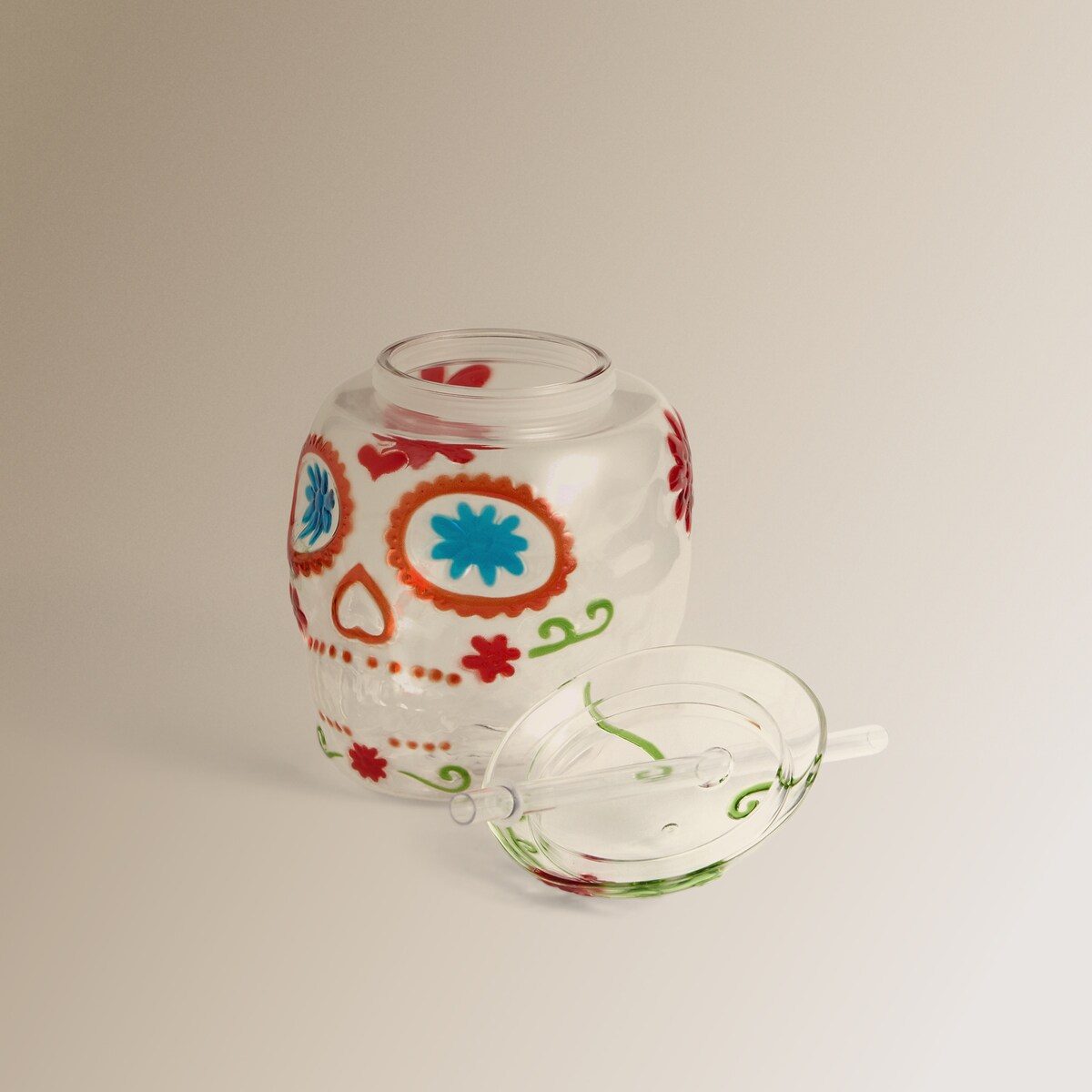 Jarra con pajita Calavera Basics El Corte Inglés Multicolor-2