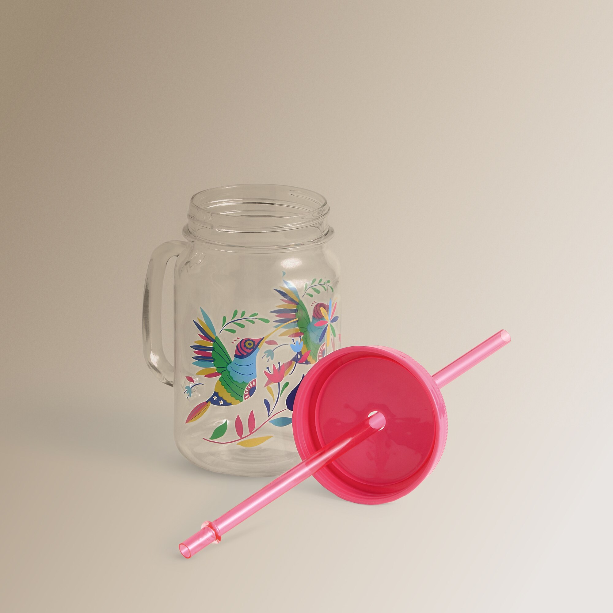 Jarra con pajita Jalisco Colibrí Basics El Corte Inglés Rosa-2