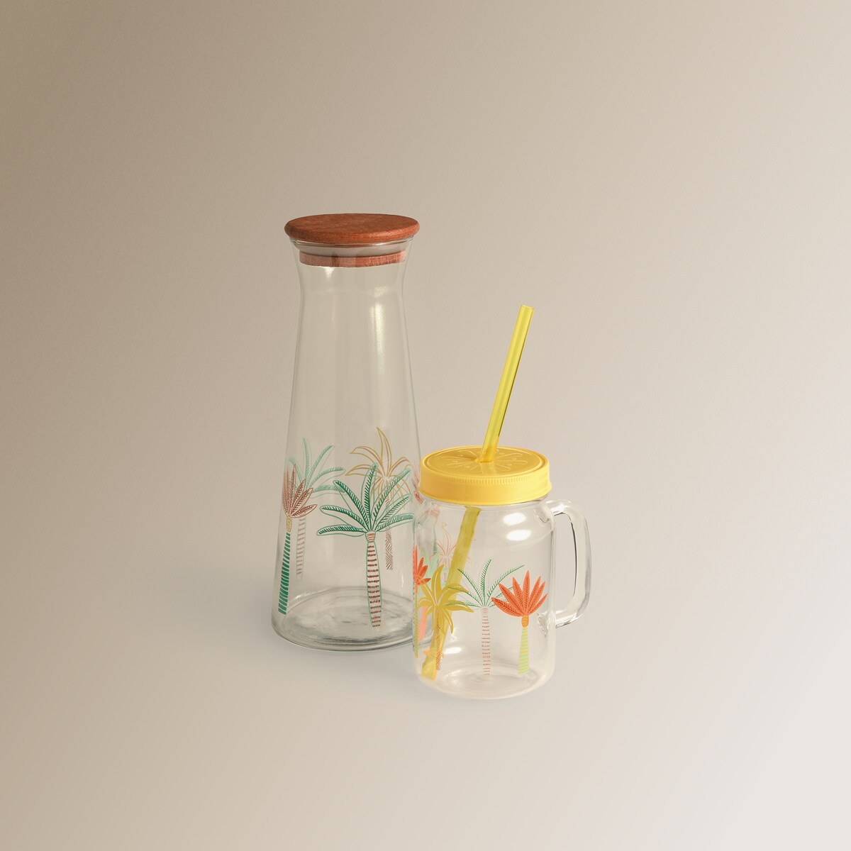 Jarra con pajita Jalisco Tropi Basics El Corte Inglés Amarillo-4