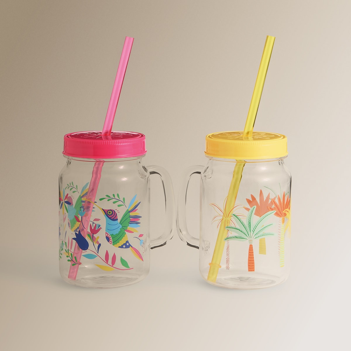 Jarra con pajita Jalisco Tropi Basics El Corte Inglés Amarillo-5