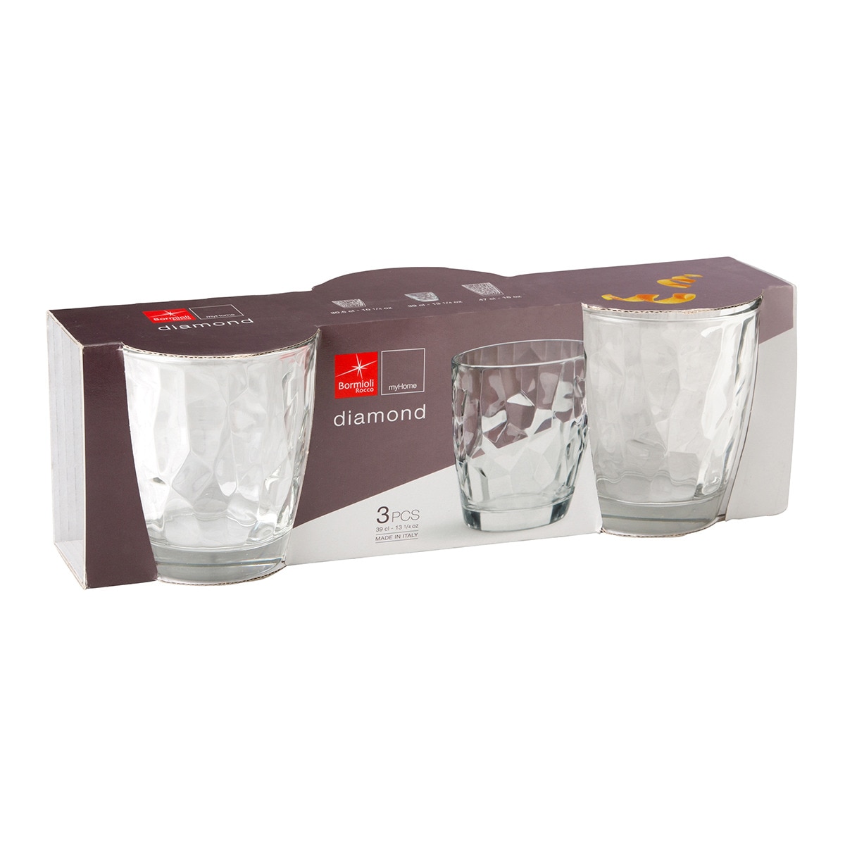 Juego de 3 vasos bajos Diamond Bormioli Rocco Cristal-3