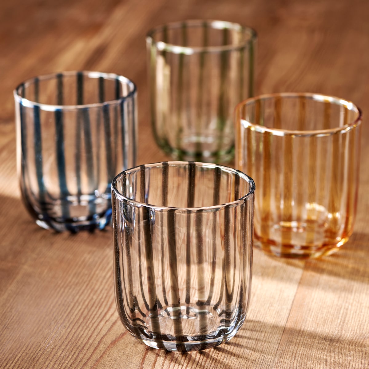 Copo de água de vidro Stripes Azul-10