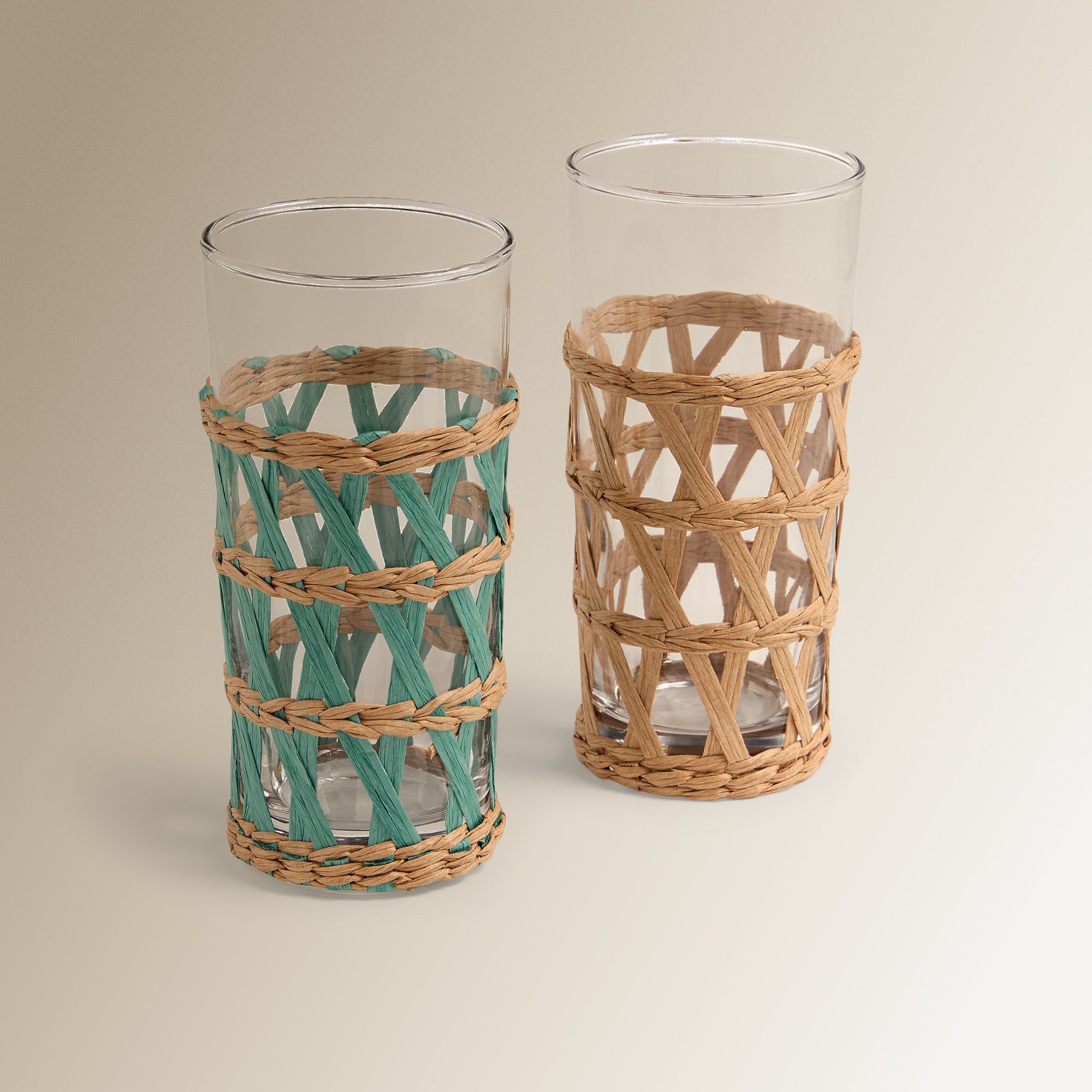 Copo de Água Alto de Vidro Trança Natural-2