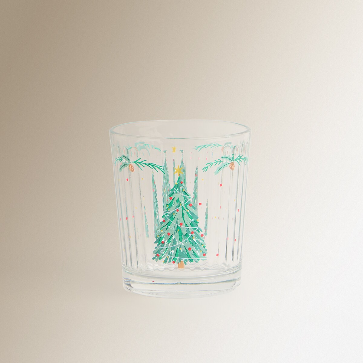 Vaso de agua de vidrio Árbol Navidad Verde-2