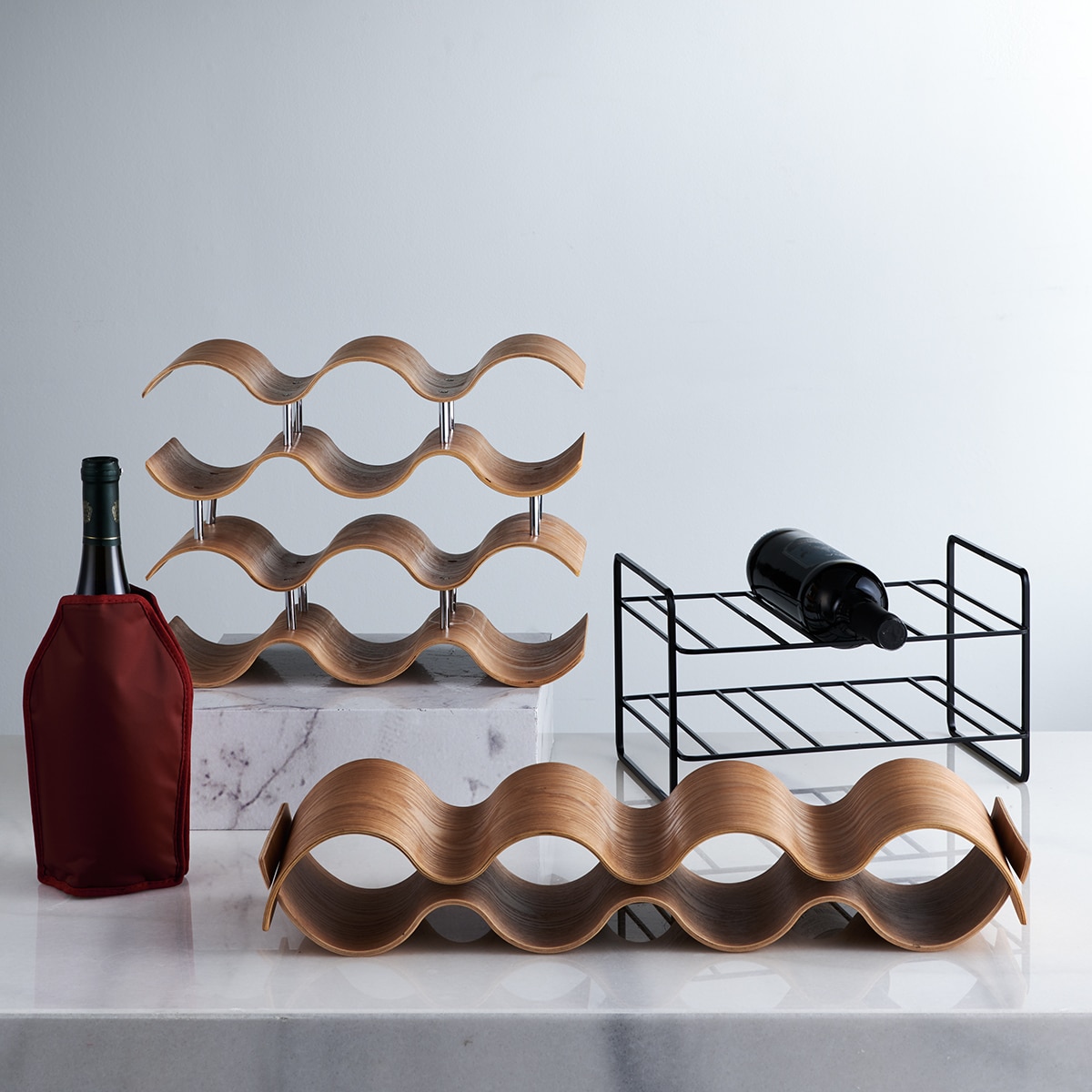 Garrafeira de madeira para 10 garrafas Wave Madeira-5