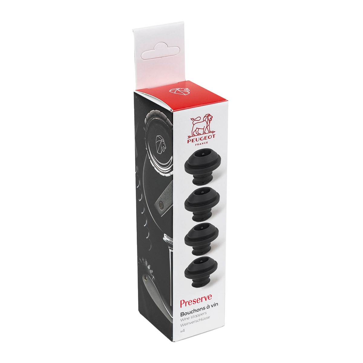 Conjunto de 4 Tampas de Vácuo para Vinho Preserve Preto-3