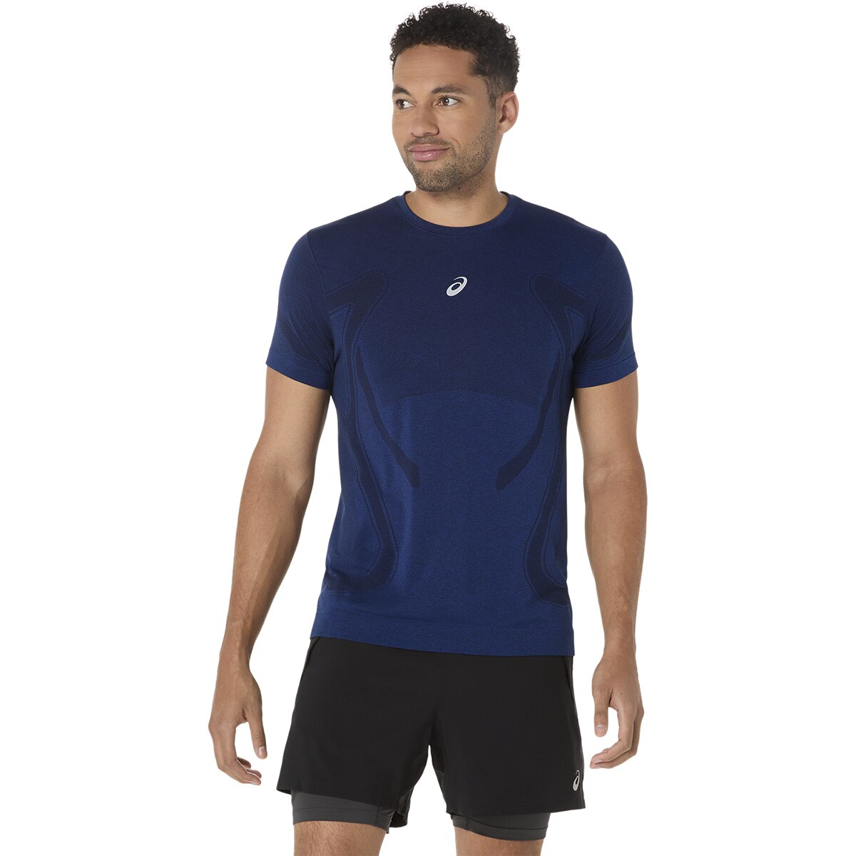 T-shirt de Running de Homem Road Seamless SS Top Azul-4