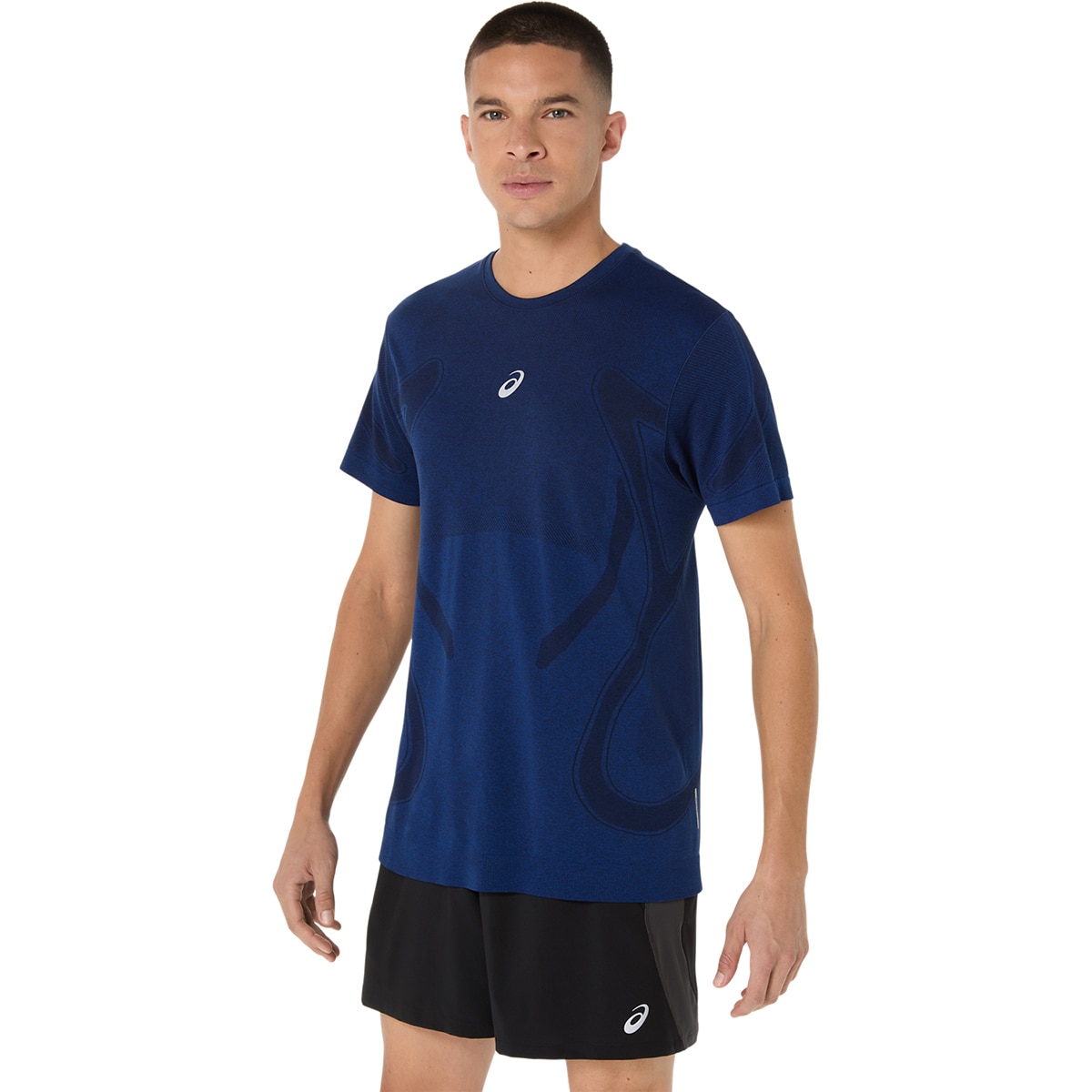 T-shirt de Running de Homem Road Seamless SS Top Azul-5