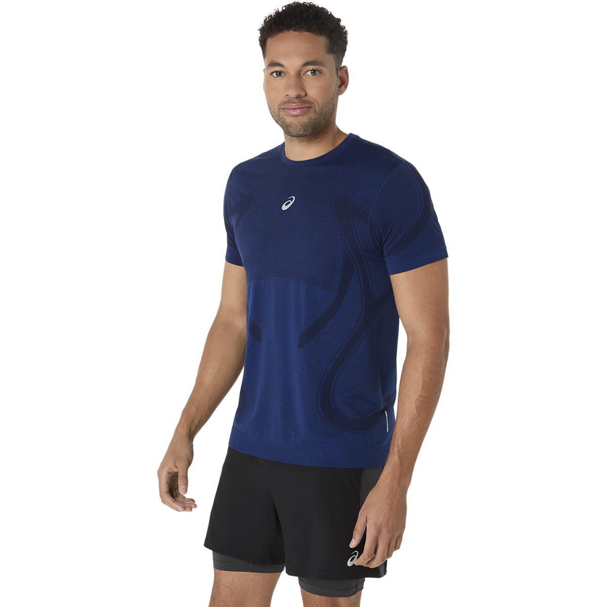 T-shirt de Running de Homem Road Seamless SS Top Azul-6